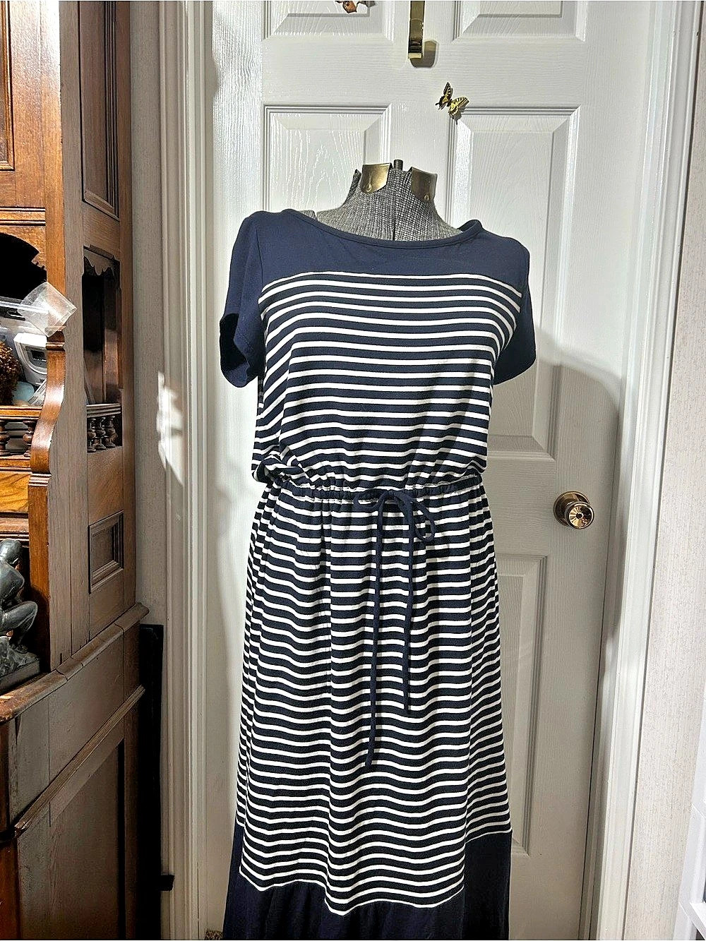 Talbots Striped Maxi Dress in Blue & White Size 1X